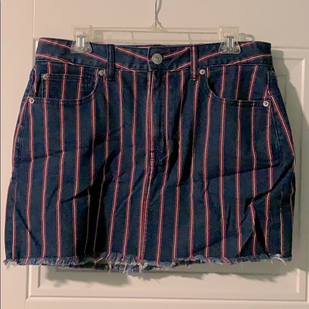 Red and white striped skirt